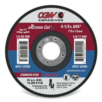 CUT OFF WHEEL, CERAMIC, 4-1/2" X .045 X 7/8", TYPE 27, 46 GRIT