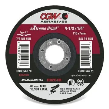 CERAMIC GRIDING WHEEL, 4-1/2" X 1/4" X 7/8", 24 GRIT