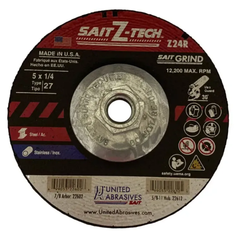 GRINDING WHEEL TYPE 27 5 X 1/4 5/8-11 ARBOR