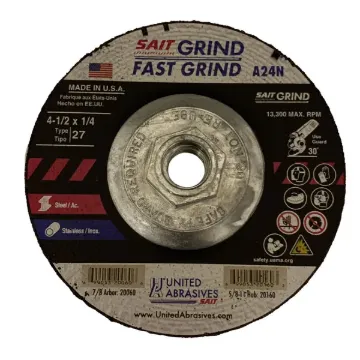 GRINDING WHEEL TYPE 27 W/HUB 4-1/2" D, 1/4" W, 5/8"-11
