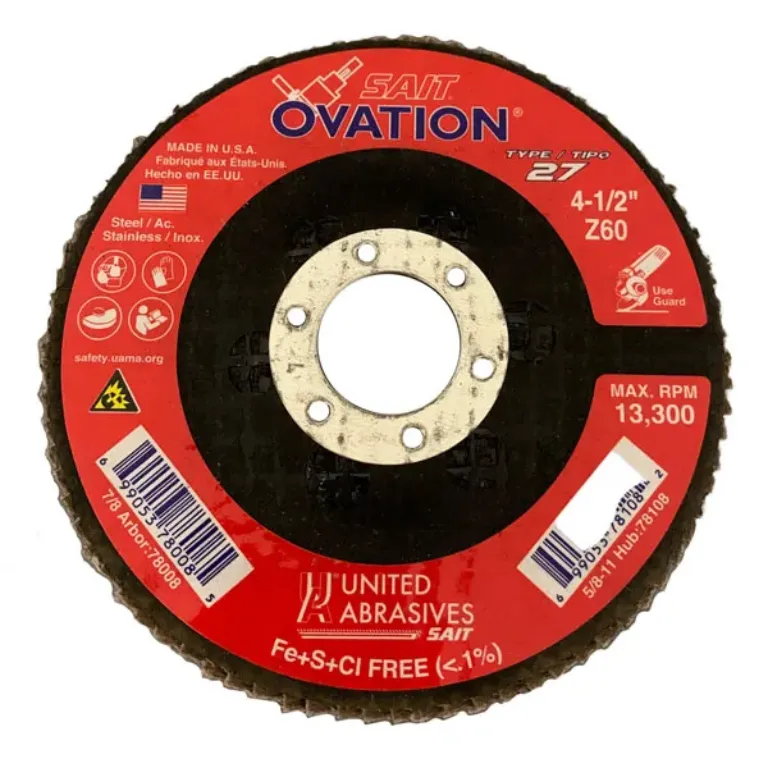 FLAP DISC - JUMBO 4-1/2" D, 7/8" ARB 60 GRIT