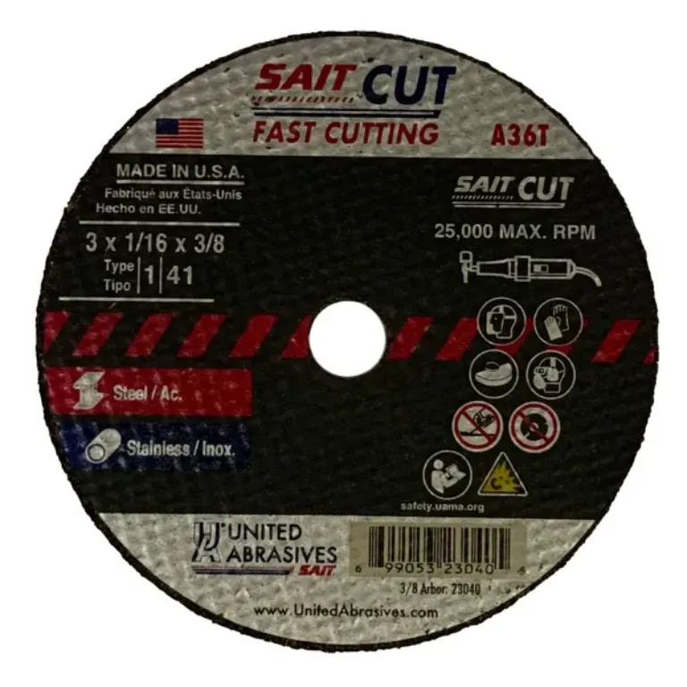 CUT OFF WHEEL HIGH SPD TYPE 1 3" DIAM, 1/16" W, 3/8"