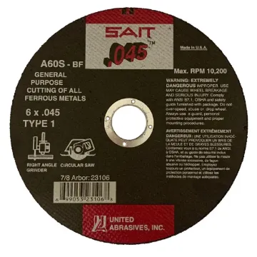 CUT OFF WHEEL TYPE 1 6 X .045 X 7/8  A60S