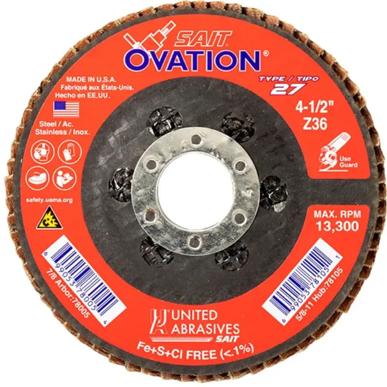 FLAP DISC - JUMBO W/HUB 4-1/2" D, 5/8"-11 ARB 40 GRIT