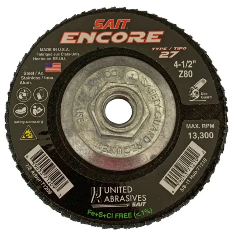 FLAP DISC REGULAR DENSITY 4-1/2" D, 7/8 ARB 60 GRIT