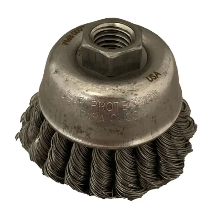 KNOT WIRE CUP BRUSH, 2-3/4" X 5/8"-11, .020" WIRE SIZE