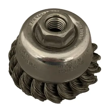 KNOT WIRE CUP BRUSH, 3-1/2" X 5/8"-11, .020" WIRE SIZE