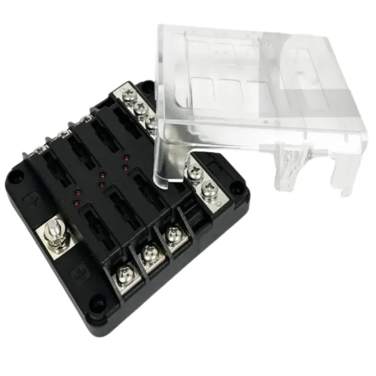 FUSE BLOCK - ATO/ATC 6 GANG - LED - MAX INPUT 100A W/COVER