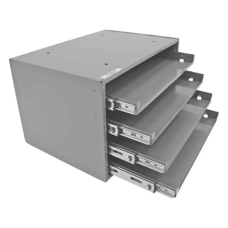 DRAWER RACK-SLIDE OUT, METAL 4 DRAWER, SMALL, GRAY