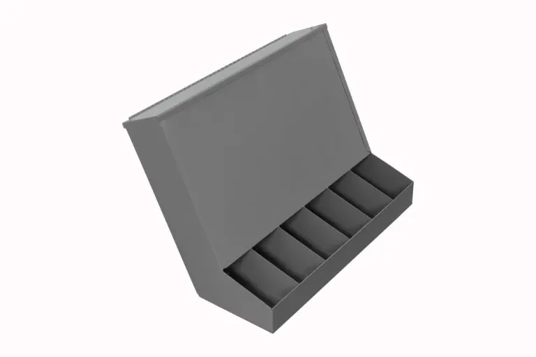 GRAVITY FEED DISPENSER WITH LID, 6 COMPARTMENTS, WALL MOUNTABLE, GRAY