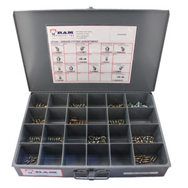 ASSORTMENT- GREASE FITTINGS 130 PCS IN LARGE METAL BOX