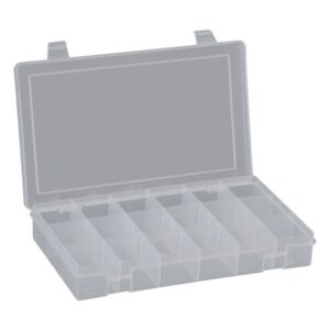 PARTS BOX-PLASTIC 18 COMP 11" X 6-3/4" X 1-3/4"