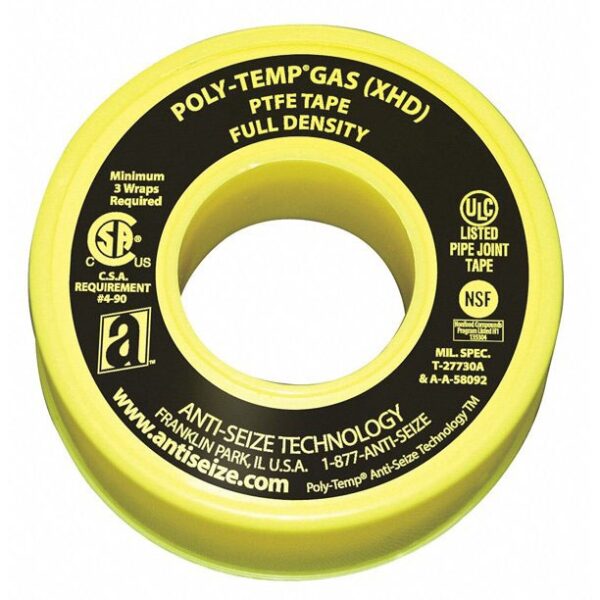 YELLOW 3/4 IN PTFE GAS LINE SEALANT TAPE