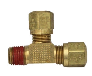 AIR BRAKE BRASS MALE RUN TEE 1/4' TUBE 1/4' PIPE