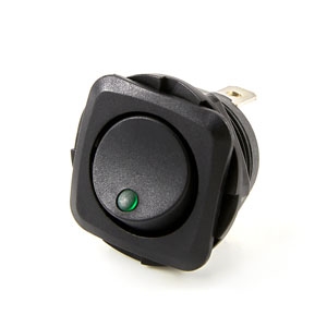 ROUND ROCKER SWITCH SQUARE FACE PLATE GREEN
